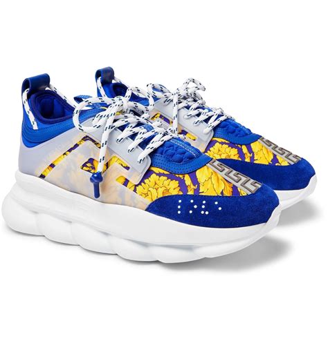 versace signature blue suede sneakers|Versace blue sneakers.